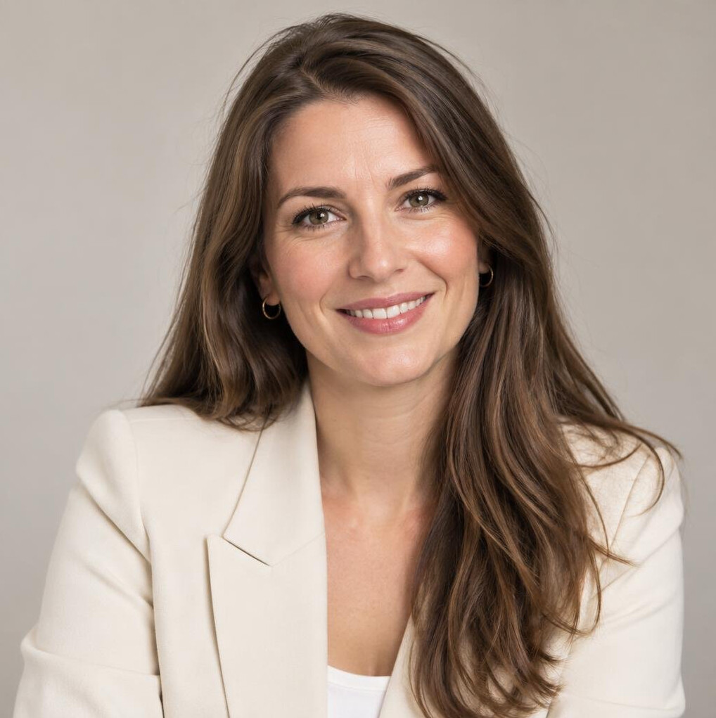Portrait of a smiling woman with long brown hair